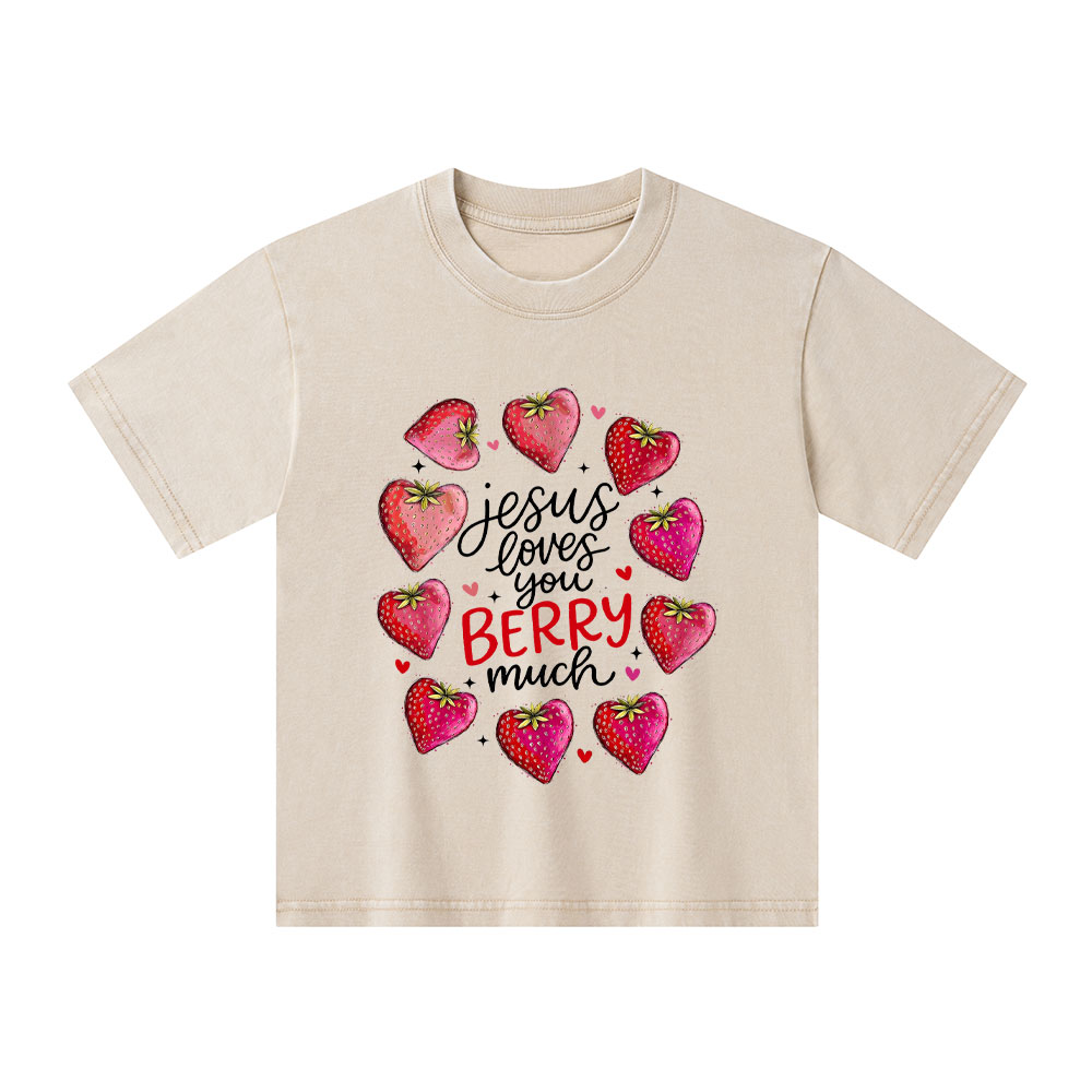 Jesus Loves You Berry Much Kid Washed T-Shirt