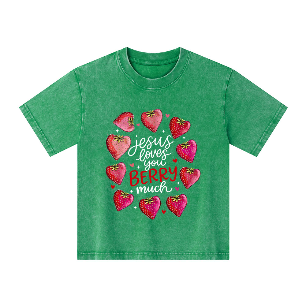 Jesus Loves You Berry Much Kid Washed T-Shirt