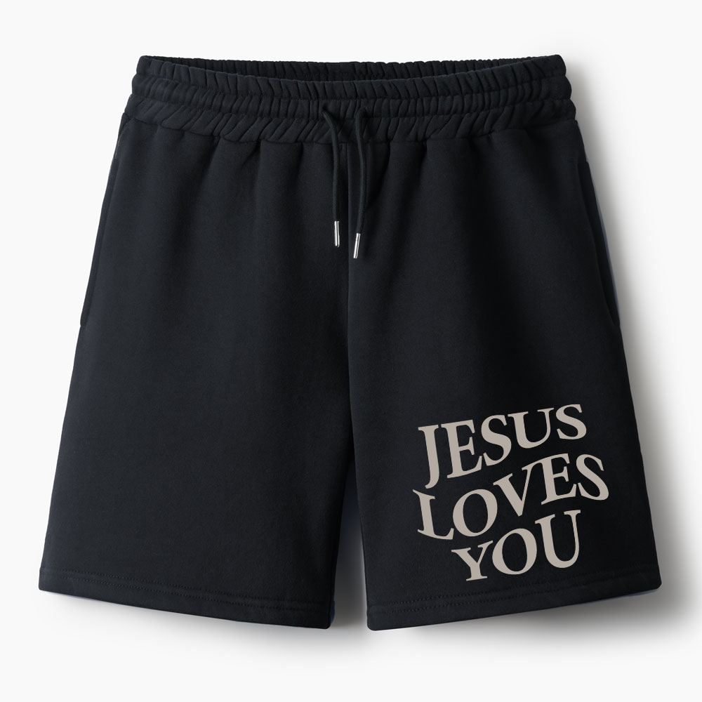 Jesus Loves You Chirtsian Fleece Shorts