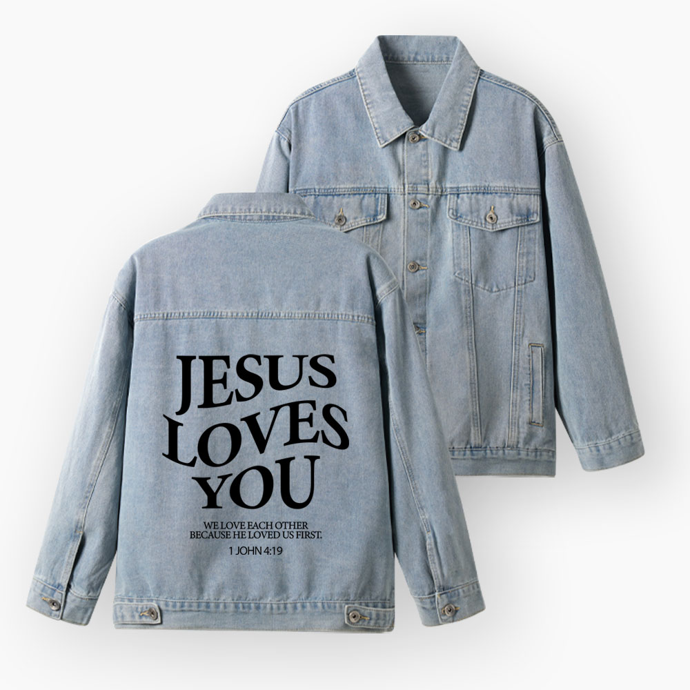 Jesus Loves You Christian Denim Jacket