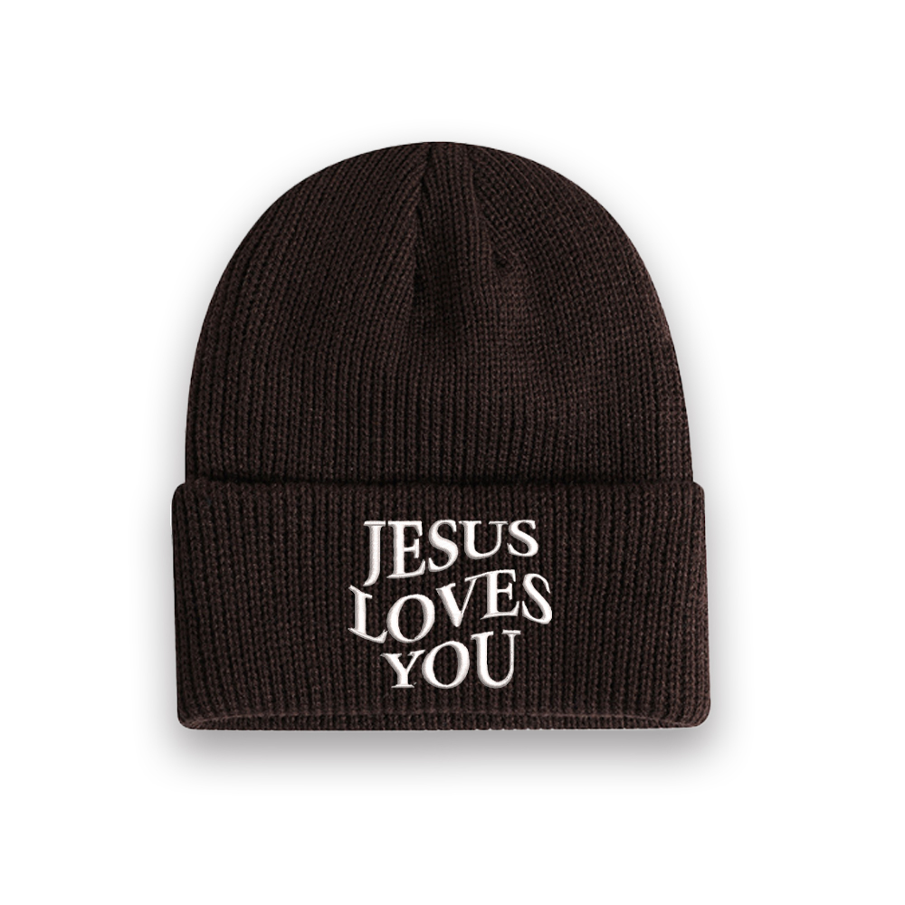 Jesus Loves You Christian Embroidered Knit Beanie