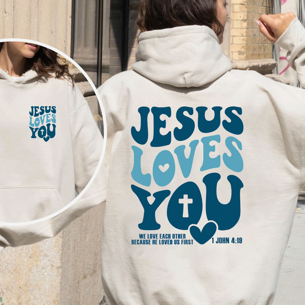 Jesus Loves You Christian Fleece Hoodie Set