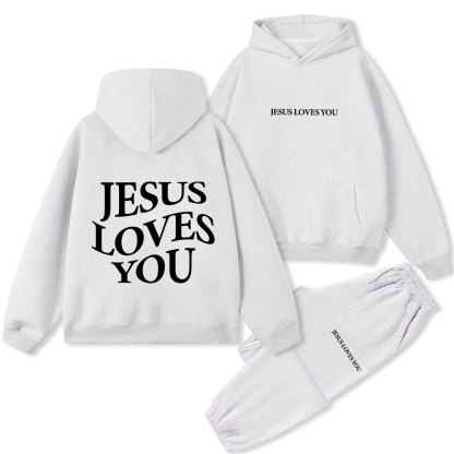 Jesus Loves You Christian Premium Fleece Hoodie Set