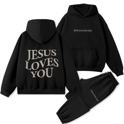 Jesus Loves You Christian Premium Fleece Hoodie Set