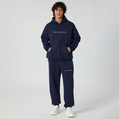 Jesus Loves You Christian Premium Fleece Hoodie Set