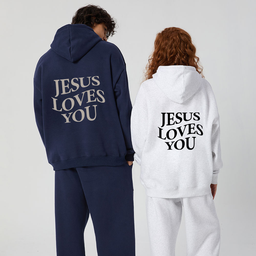 Jesus Loves You Christian Premium Fleece Hoodie Set