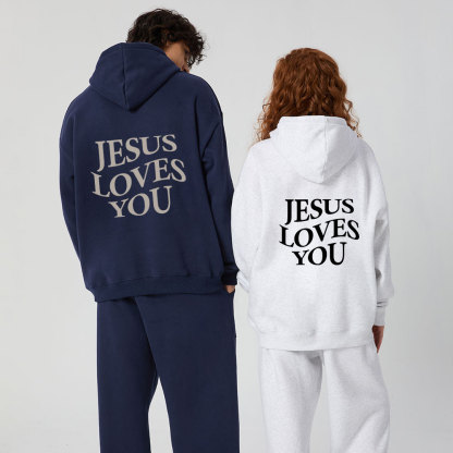 Jesus Loves You Christian Premium Fleece Hoodie Set