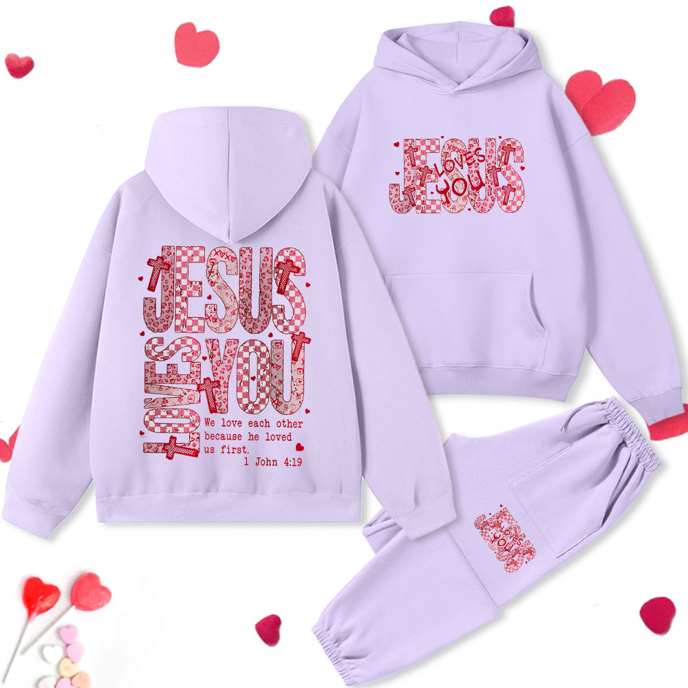 Jesus Loves You Christian Premium Fleece Hoodie Set