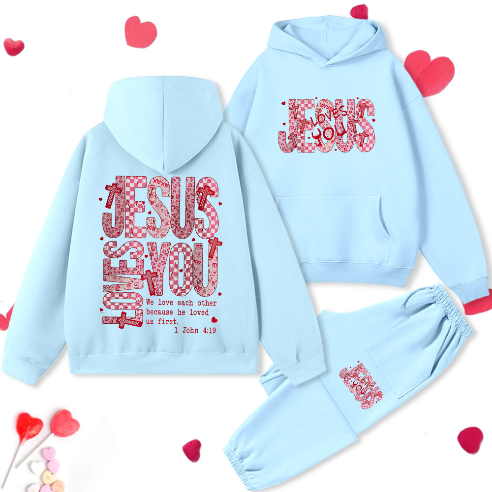Jesus Loves You Christian Premium Fleece Hoodie Set