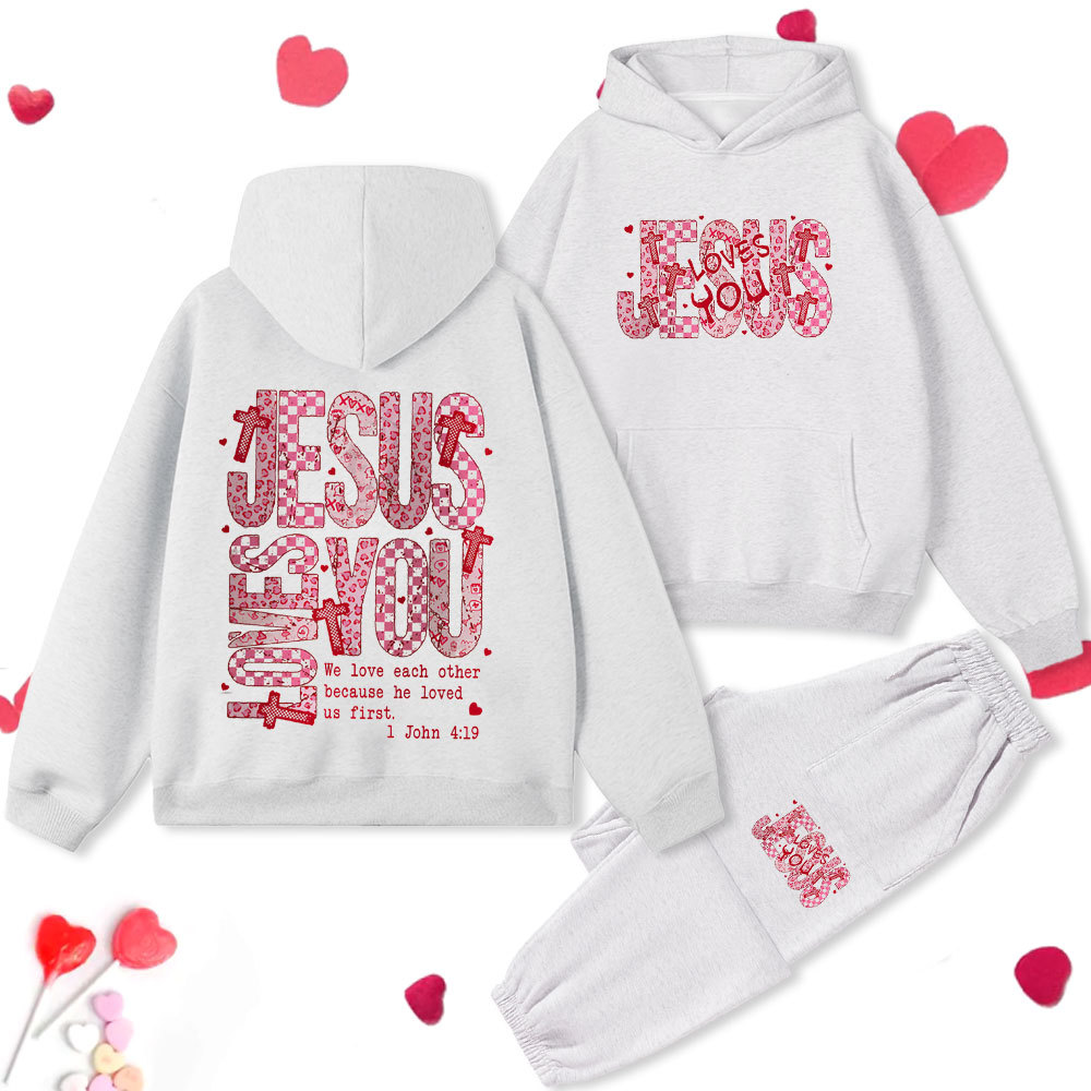 Jesus Loves You Christian Premium Fleece Hoodie Set