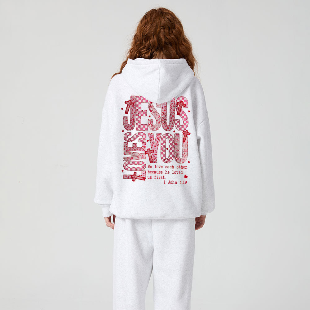 Jesus Loves You Christian Premium Fleece Hoodie Set