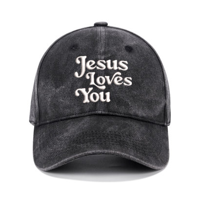 Jesus Loves You Christian Washed Hat