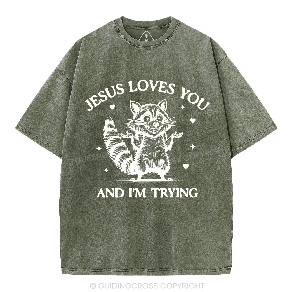 Jesus Loves You Christian Washed T-Shirt