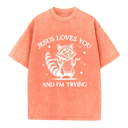 Jesus Loves You Christian Washed T-Shirt