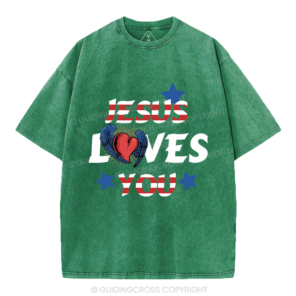 Jesus Loves You Christian Washed T-Shirt