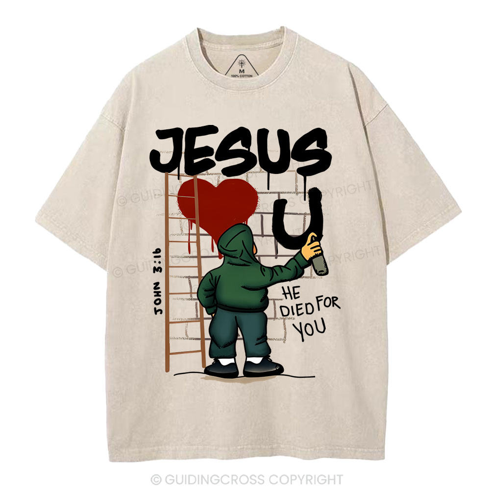 Jesus Loves You Christian Washed T-Shirt