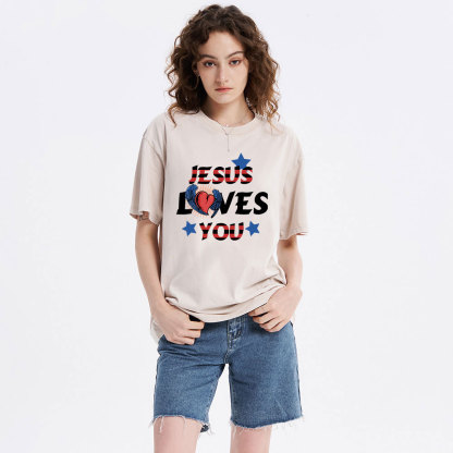Jesus Loves You Christian Washed T-Shirt