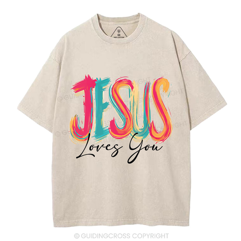 Jesus Loves You Christian Washed T-Shirt
