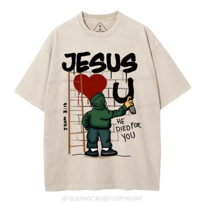 Jesus Loves You Christian Washed T-Shirt