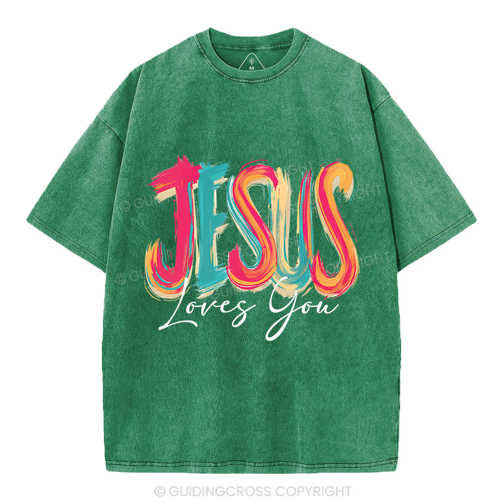 Jesus Loves You Christian Washed T-Shirt