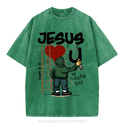 Jesus Loves You Christian Washed T-Shirt