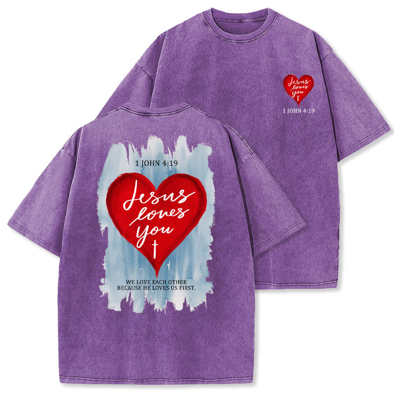 Jesus Loves You Christian Washed T-Shirt