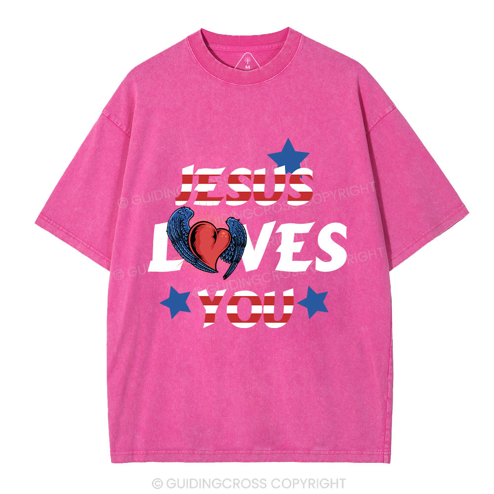 Jesus Loves You Christian Washed T-Shirt