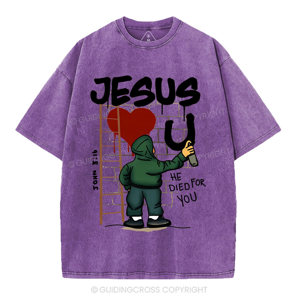 Jesus Loves You Christian Washed T-Shirt