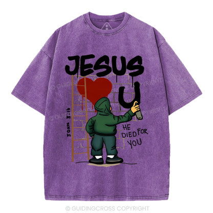 Jesus Loves You Christian Washed T-Shirt