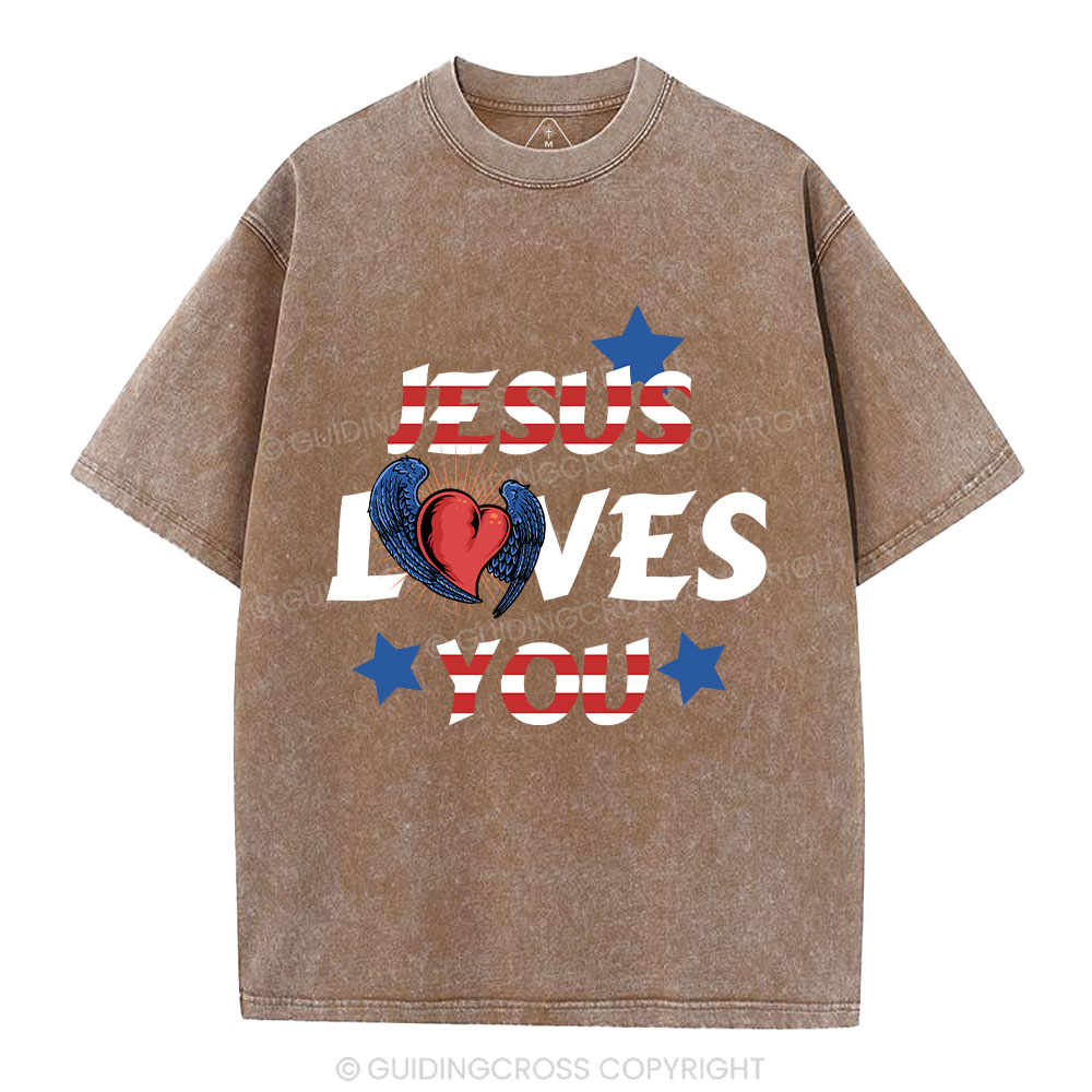 Jesus Loves You Christian Washed T-Shirt