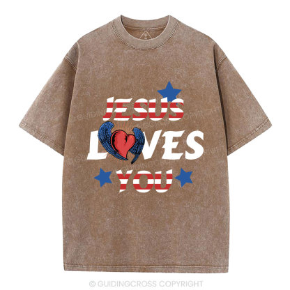 Jesus Loves You Christian Washed T-Shirt