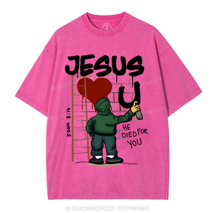 Jesus Loves You Christian Washed T-Shirt