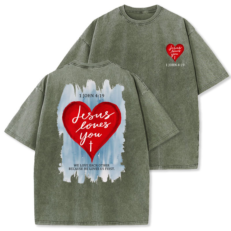 Jesus Loves You Christian Washed T-Shirt