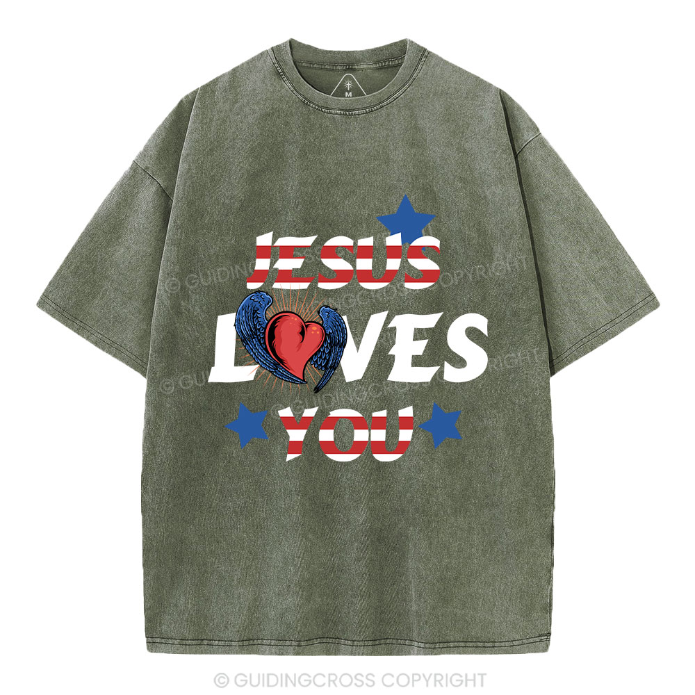 Jesus Loves You Christian Washed T-Shirt