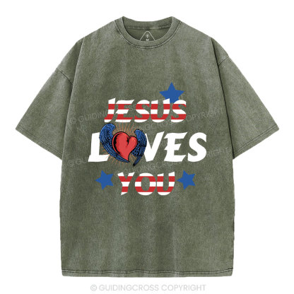 Jesus Loves You Christian Washed T-Shirt