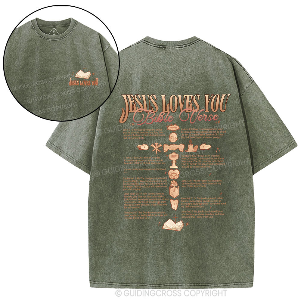 Jesus Loves You Christian Washed T-Shirt