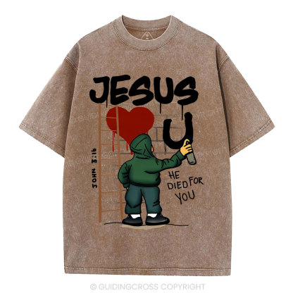 Jesus Loves You Christian Washed T-Shirt
