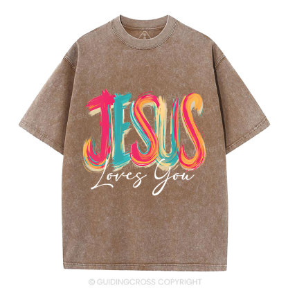 Jesus Loves You Christian Washed T-Shirt