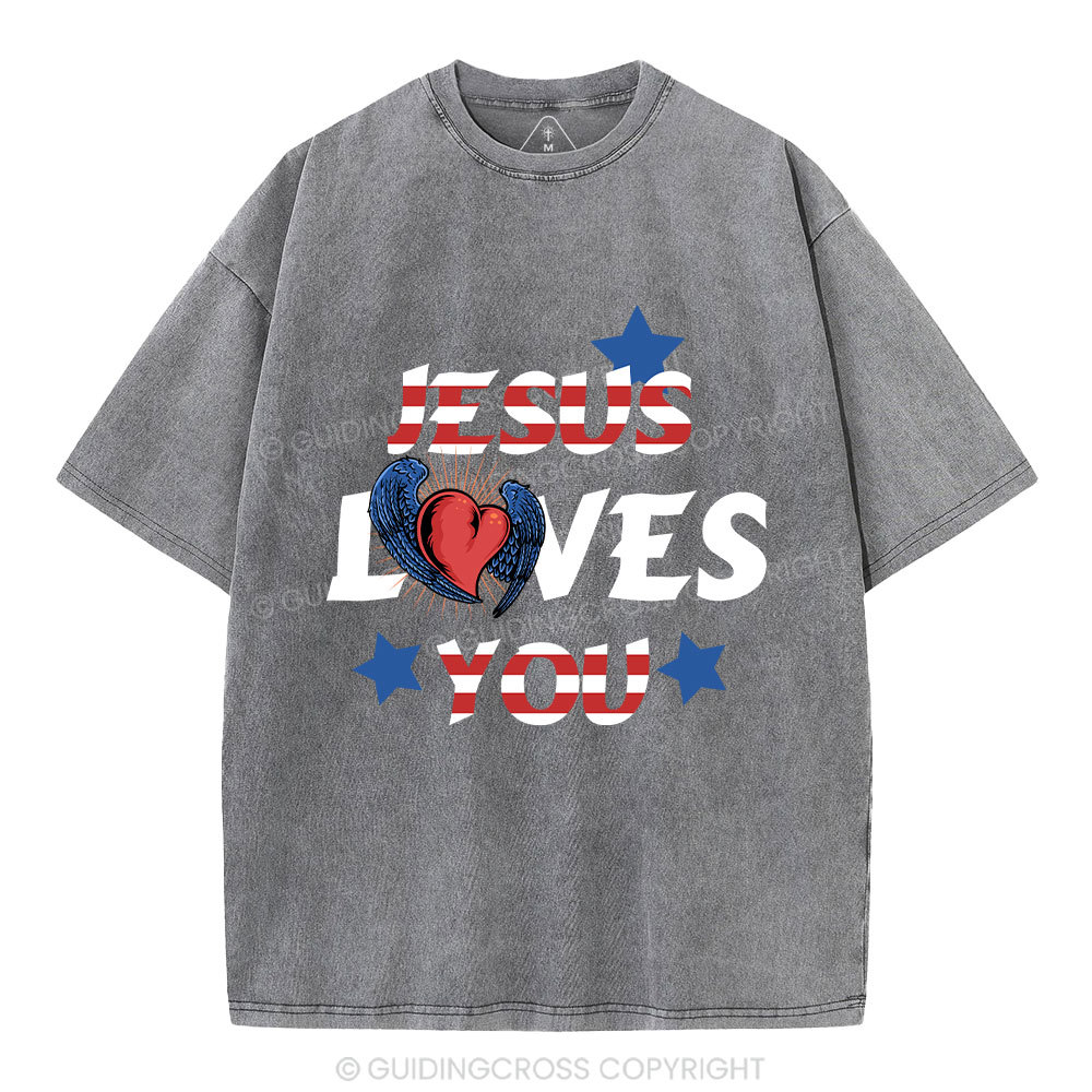 Jesus Loves You Christian Washed T-Shirt