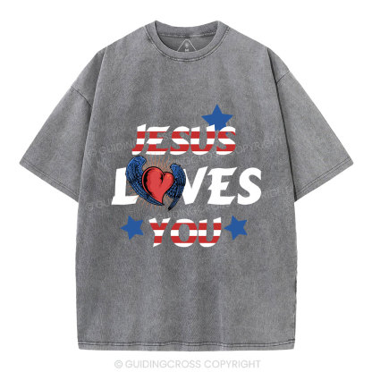 Jesus Loves You Christian Washed T-Shirt