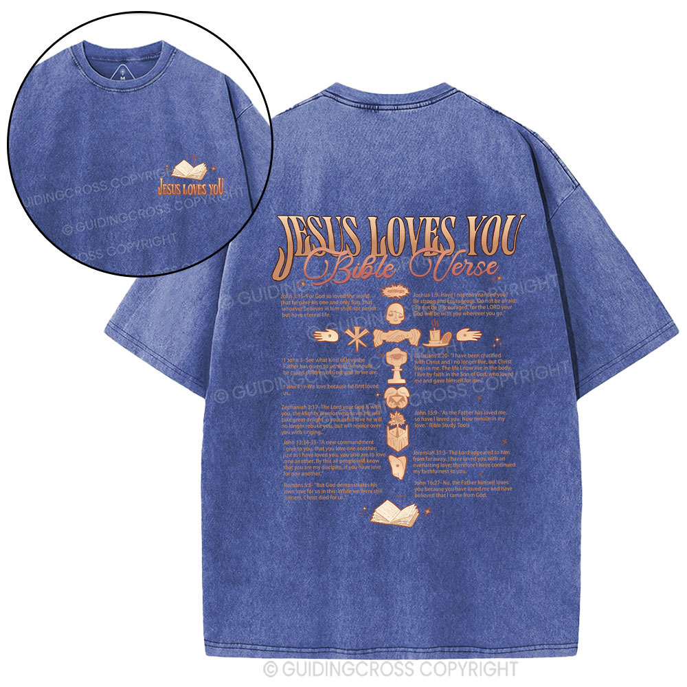 Jesus Loves You Christian Washed T-Shirt