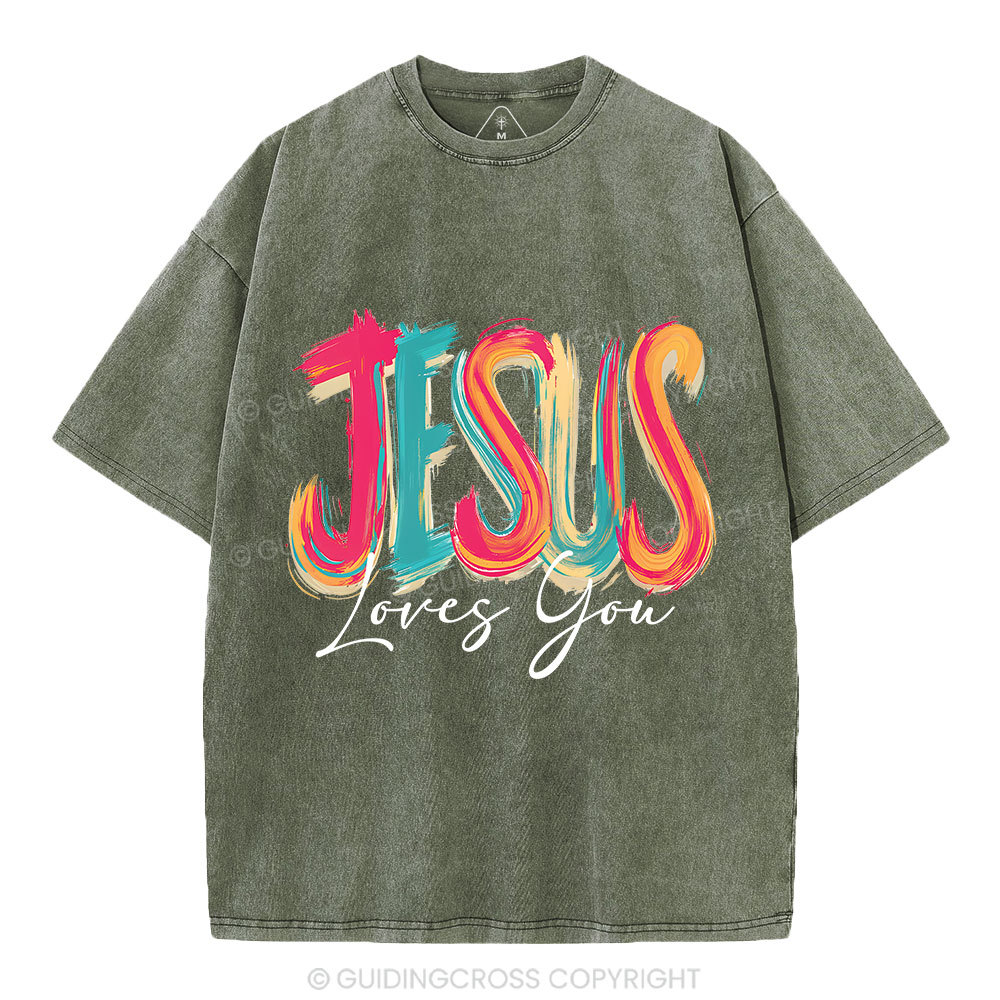 Jesus Loves You Christian Washed T-Shirt