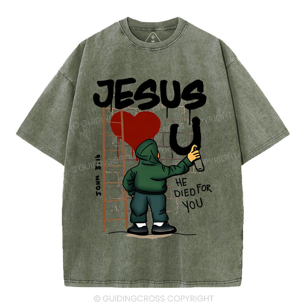 Jesus Loves You Christian Washed T-Shirt