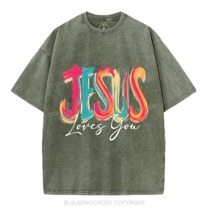 Jesus Loves You Christian Washed T-Shirt