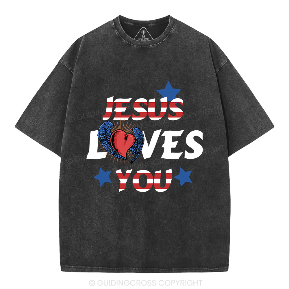 Jesus Loves You Christian Washed T-Shirt