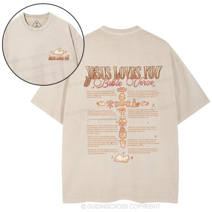 Jesus Loves You Christian Washed T-Shirt