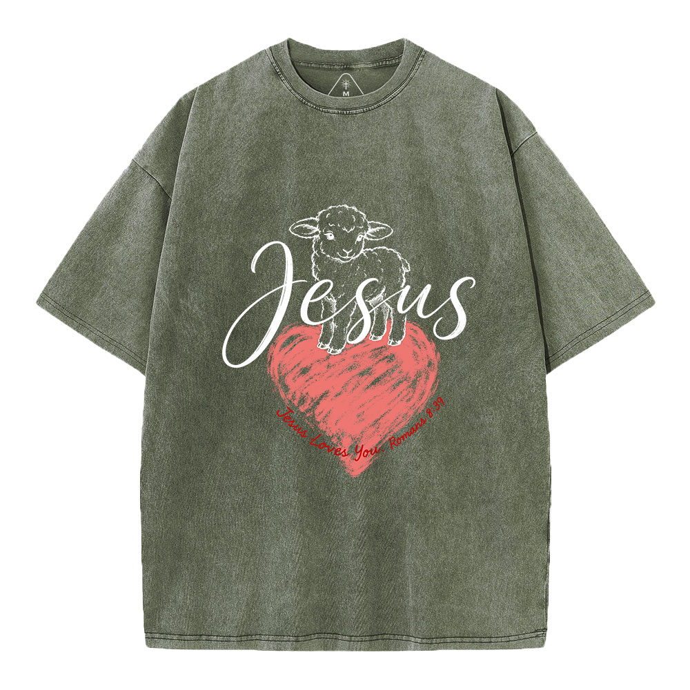 Jesus Loves You Christian Washed T-Shirt