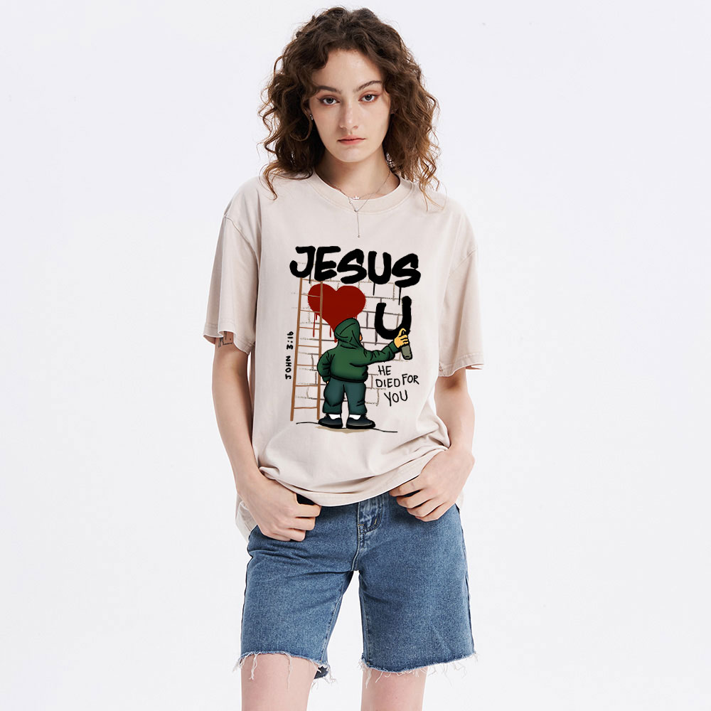 Jesus Loves You Christian Washed T-Shirt