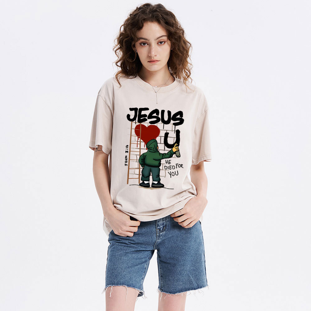 Jesus Loves You Christian Washed T-Shirt