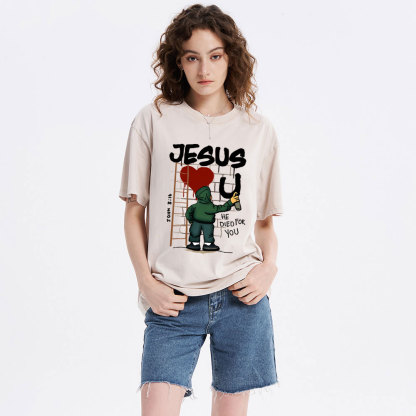 Jesus Loves You Christian Washed T-Shirt